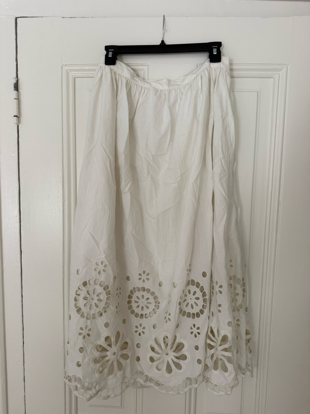 THE GREAT. White Eyelet Cutout Midi Skirt - Picture 4 of 9